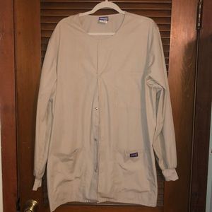 Cherokee khaki scrub jacket button down XL